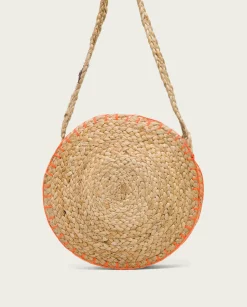 Bolso Redondo Yute Natural Naranja Portixol