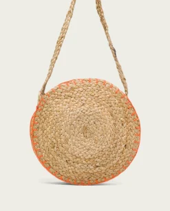 Bolso Redondo Yute Natural Naranja Portixol