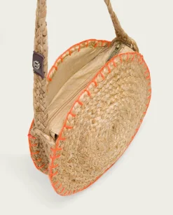 Bolso Redondo Yute Natural Naranja Portixol