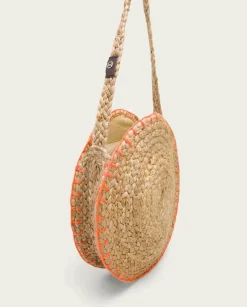 Bolso Redondo Yute Natural Naranja Portixol