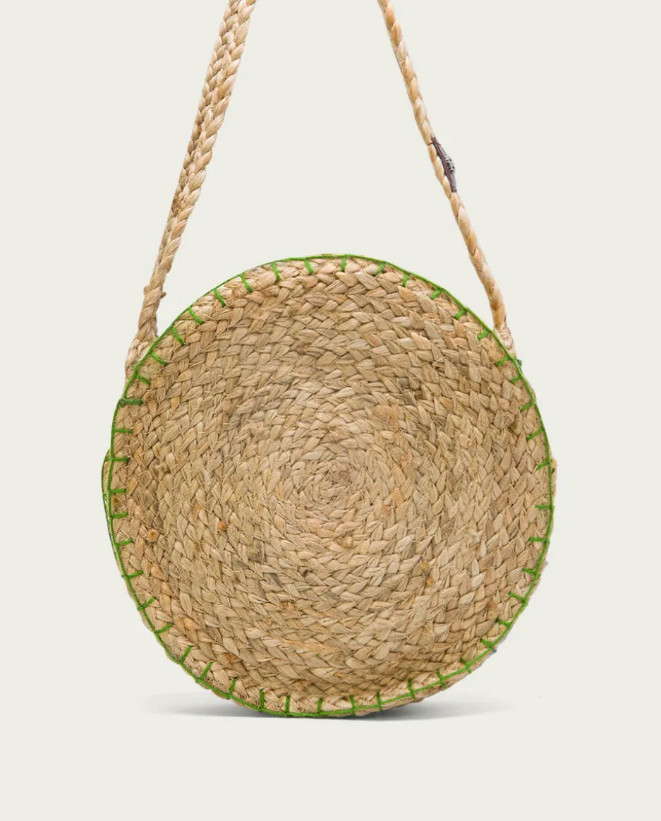 Bolso Redondo Yute Natural Verde Portixol