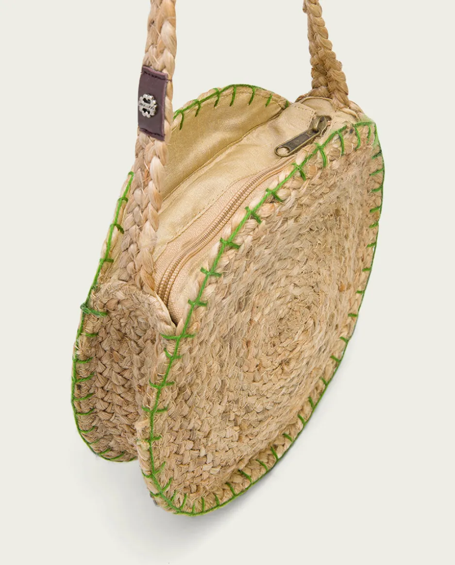 Bolso Redondo Yute Natural Verde Portixol
