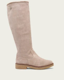 Botas Altas Planas Arena Con Cremallera Vega