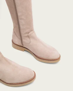 Botas Altas Planas Arena Con Cremallera Vega