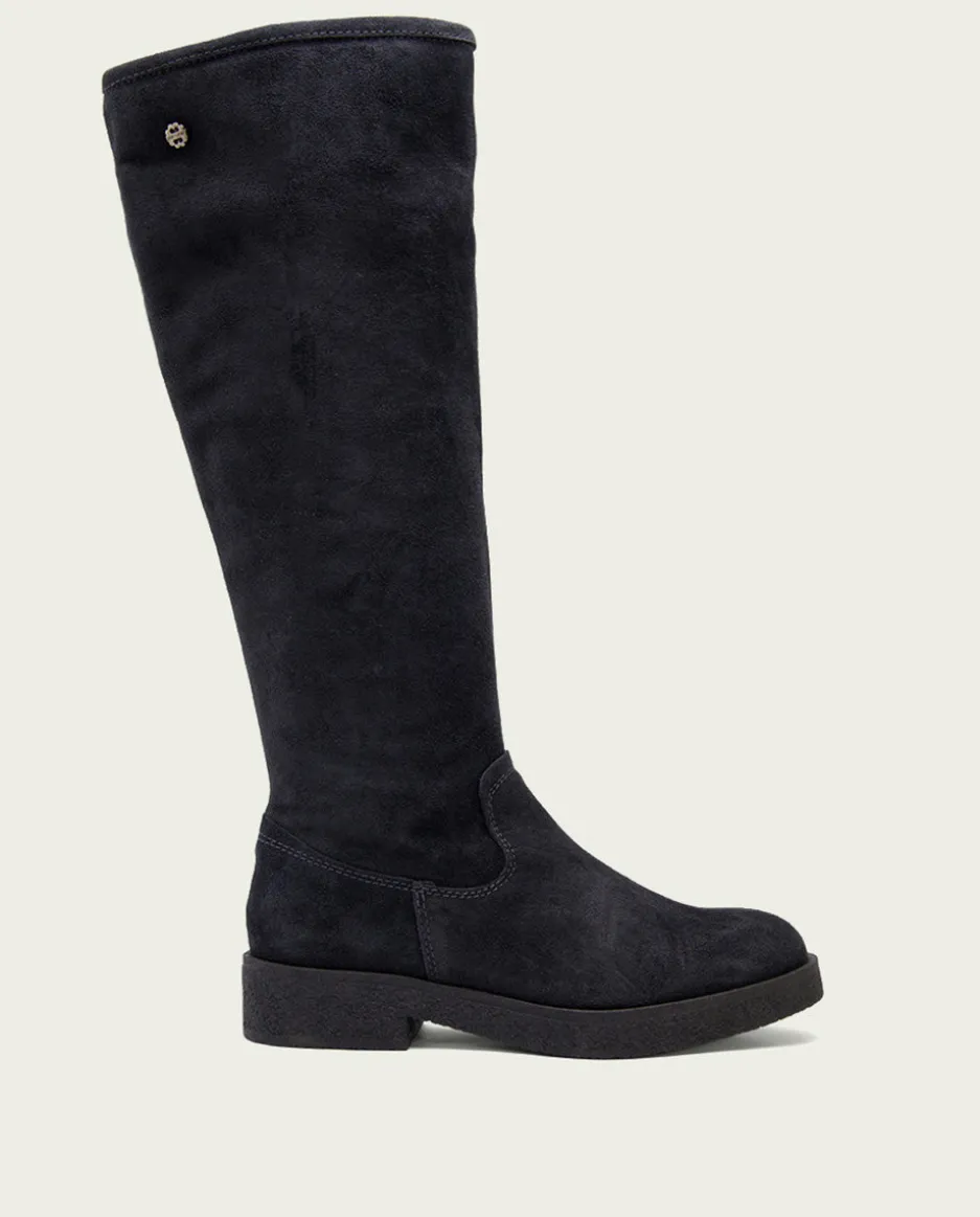 Botas Altas Planas Carbon Con Cremallera Vega
