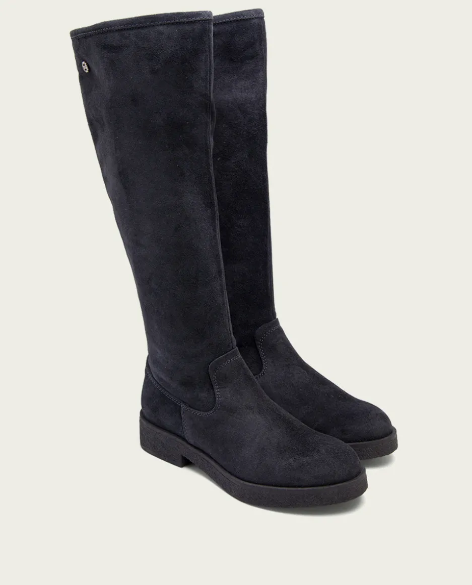 Botas Altas Planas Carbon Con Cremallera Vega