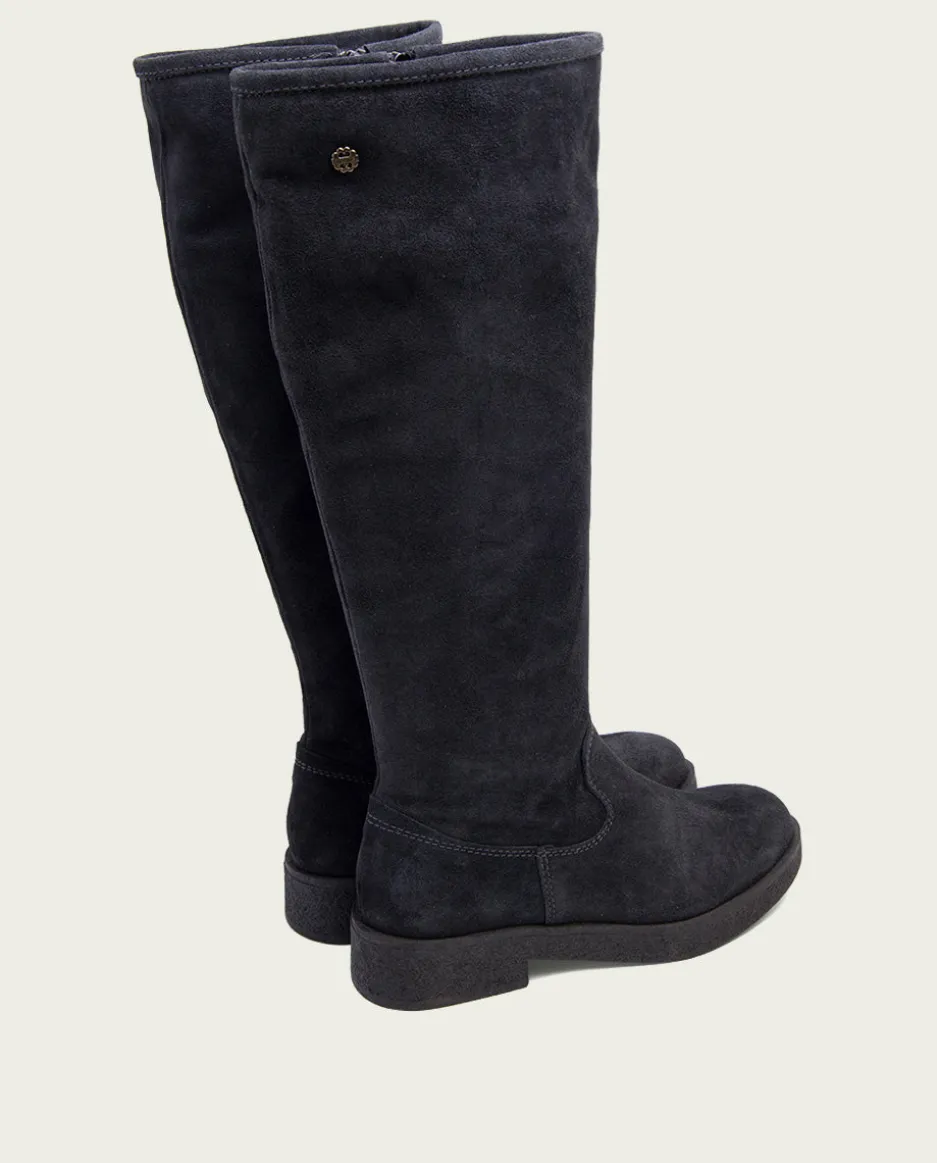 Botas Altas Planas Carbon Con Cremallera Vega