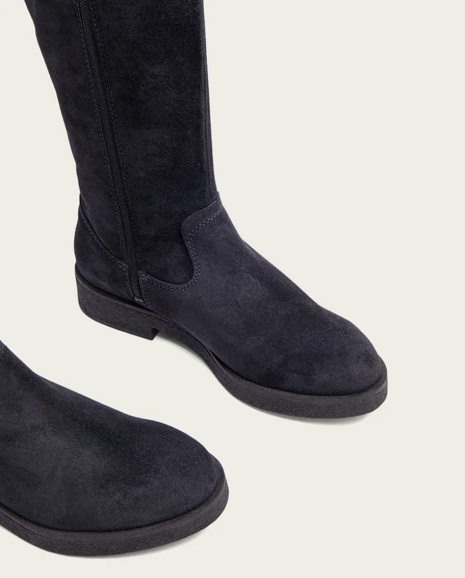 Botas Altas Planas Carbon Con Cremallera Vega