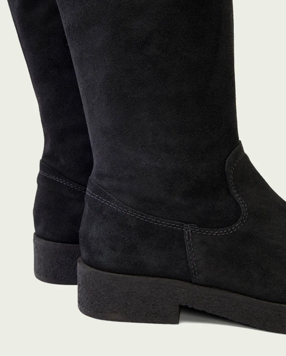 Botas Altas Planas Carbon Con Cremallera Vega