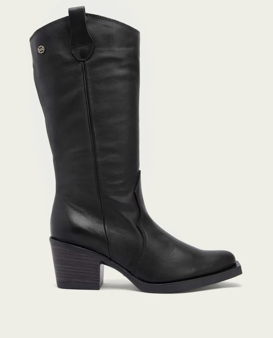 Botas Cowboy Negra Con Cremallera Julia