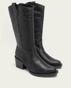 Botas Cowboy Negra Con Cremallera Julia