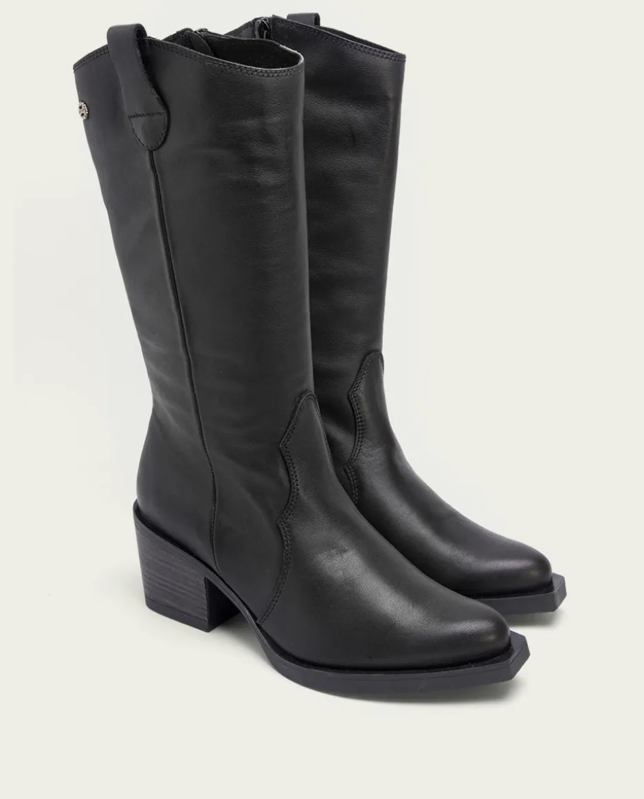 Botas Cowboy Negra Con Cremallera Julia