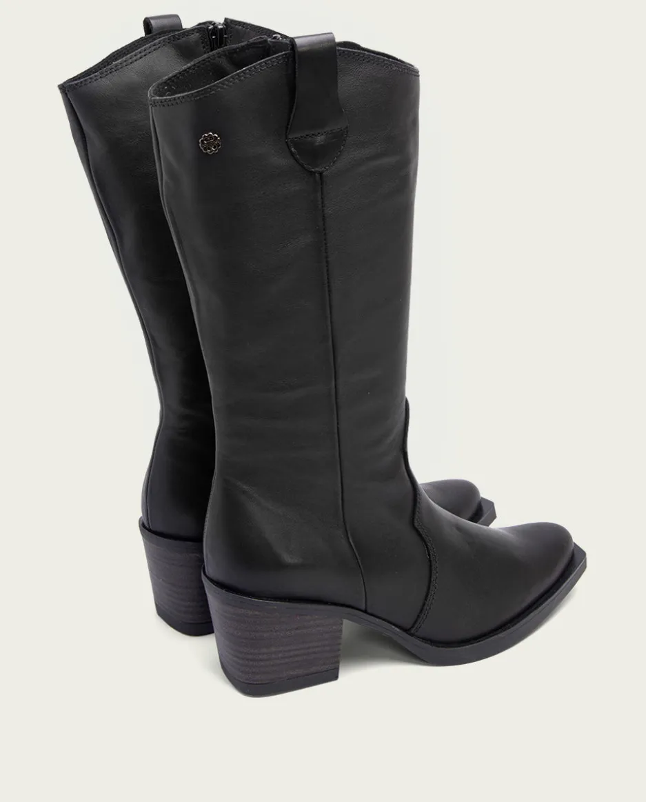 Botas Cowboy Negra Con Cremallera Julia