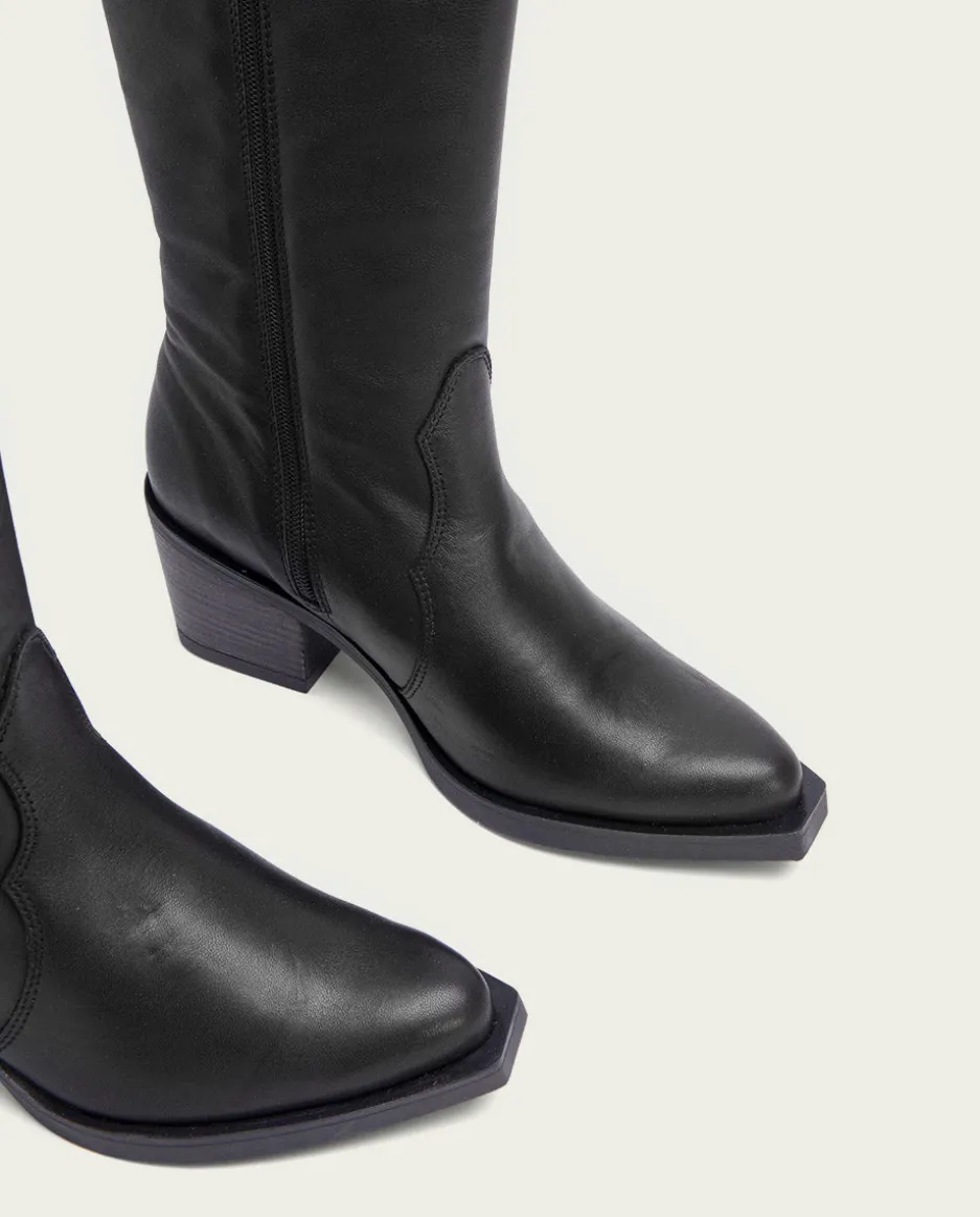 Botas Cowboy Negra Con Cremallera Julia