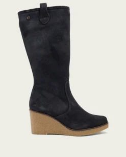 Botas De Cuña Carbon Con Cremallera Marina