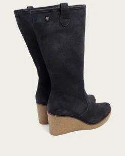 Botas De Cuña Carbon Con Cremallera Marina