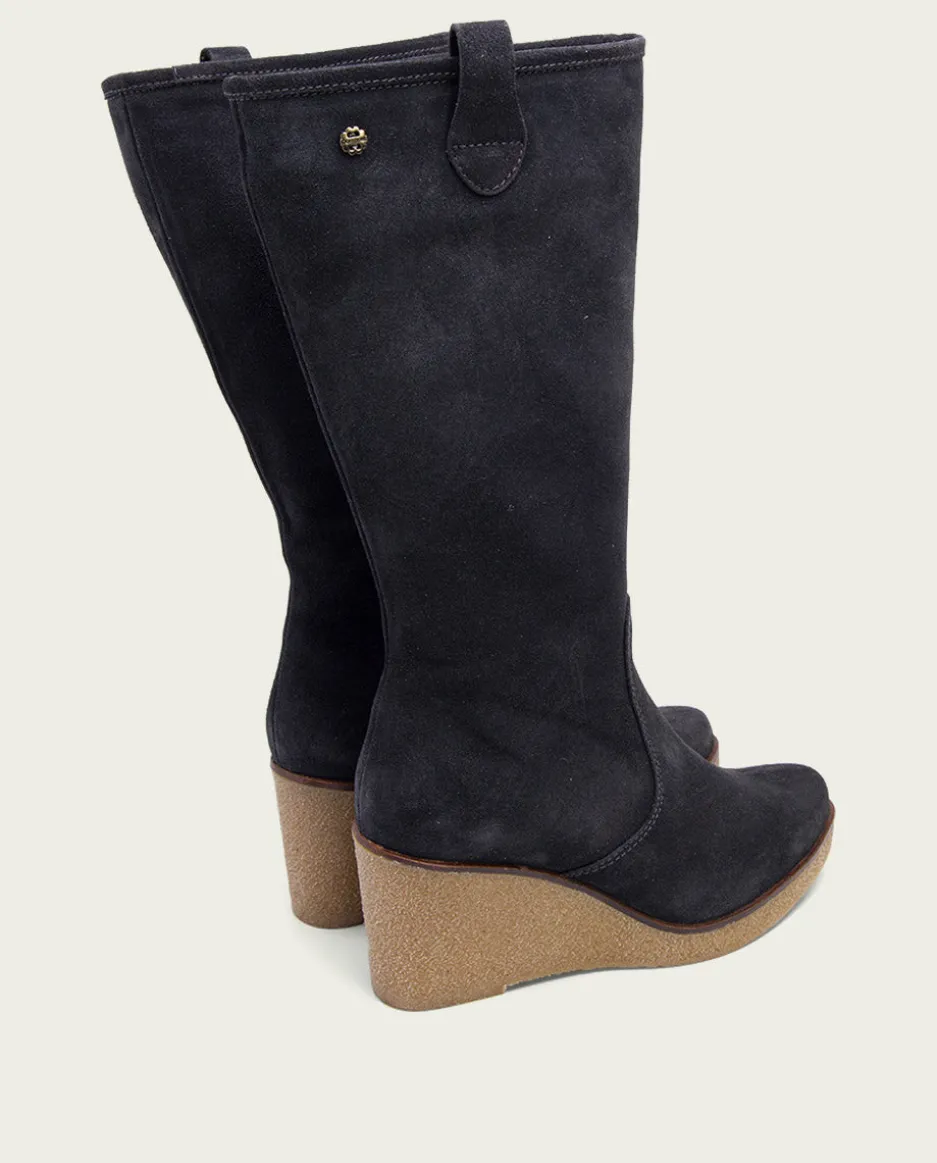 Botas De Cuña Carbon Con Cremallera Marina