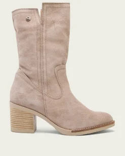 Botas De Tacón Arena Con Cremallera Nia