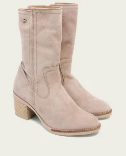 Botas De Tacón Arena Con Cremallera Nia