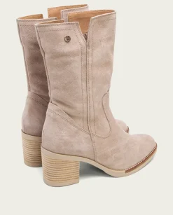 Botas De Tacón Arena Con Cremallera Nia