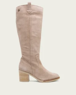 Botas De Tacón Arena Con Cremallera Nora