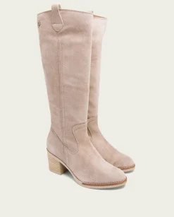 Botas De Tacón Arena Con Cremallera Nora