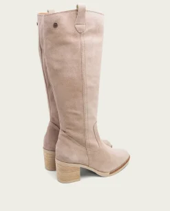Botas De Tacón Arena Con Cremallera Nora