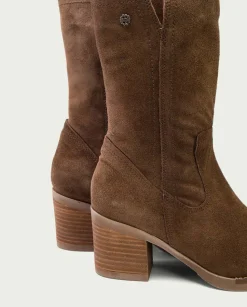Botas De Tacón Moka Con Cremallera Nia