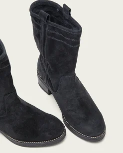 Botas Planas Carbon Con Tiradores Paula