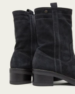 Botas Planas Carbon Con Tiradores Paula
