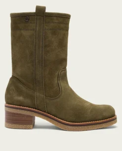 Botas Planas Kaki Con Tiradores Paula