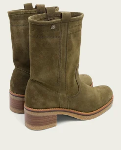 Botas Planas Kaki Con Tiradores Paula