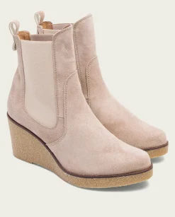 Botines De Cuña Arena Con Elasticos Malena