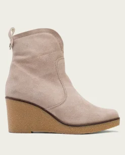 Botines De Cuña Arena Con Cremallera Mabel