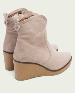 Botines De Cuña Arena Con Cremallera Mabel