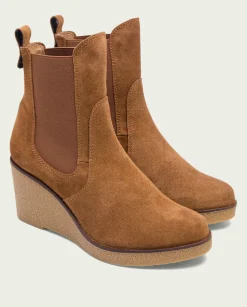 Botines De Cuña Cuero Con Elasticos Malena