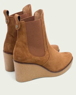 Botines De Cuña Cuero Con Elasticos Malena