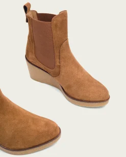 Botines De Cuña Cuero Con Elasticos Malena