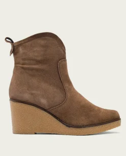 Botines De Cuña Moka Con Cremallera Mabel