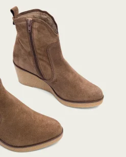 Botines De Cuña Moka Con Cremallera Mabel