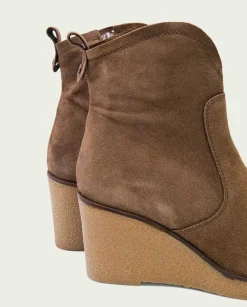 Botines De Cuña Moka Con Cremallera Mabel