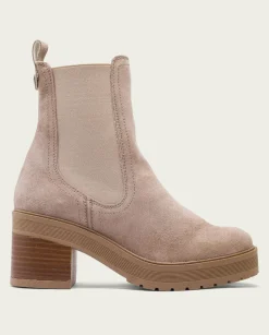 Botines De Tacón Arena Con Elasticos Rea