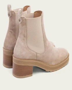 Botines De Tacón Arena Con Elasticos Rea