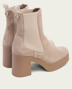 Botines De Tacón Arena Con Elasticos Lena