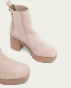 Botines De Tacón Arena Con Elasticos Lena