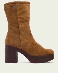 Botines De Tacón Cuero Con Cremallera Lisa