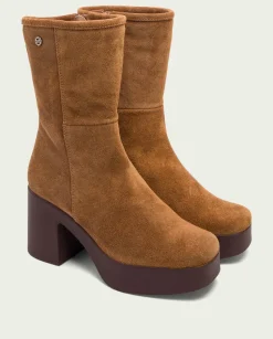 Botines De Tacón Cuero Con Cremallera Lisa
