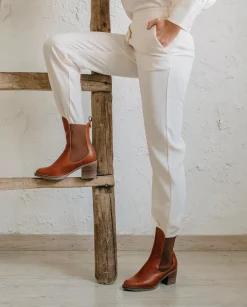 Botines De Tacón Cuero Con Elasticos Nekane