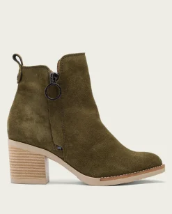 Botines De Tacón Kaki Con Cremallera Nery