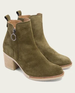 Botines De Tacón Kaki Con Cremallera Nery